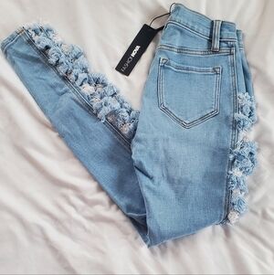Fashion Nova Adrenaline Rush Ripped Stretch Skinny Jeans, Sz 3x28" Inseam NWT